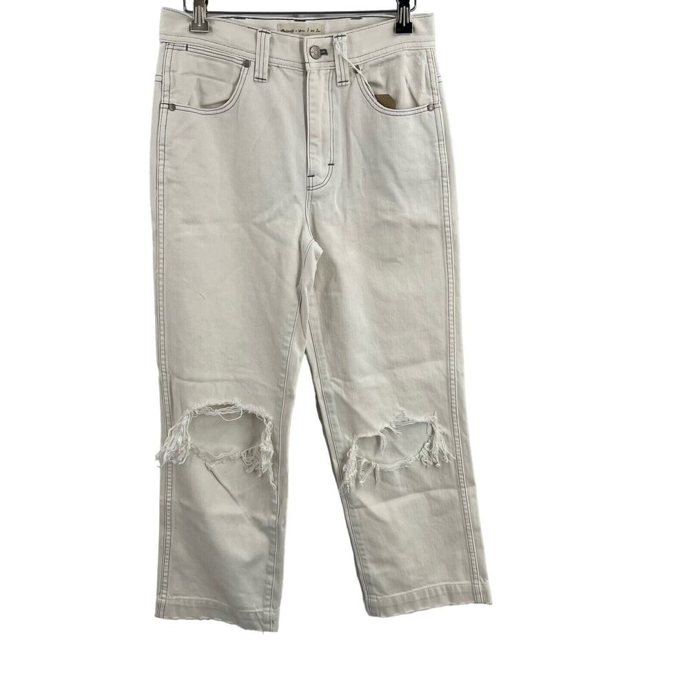 Madewell x Where I Was From Size 25 Jean‎ White Distressed New Straight Leg